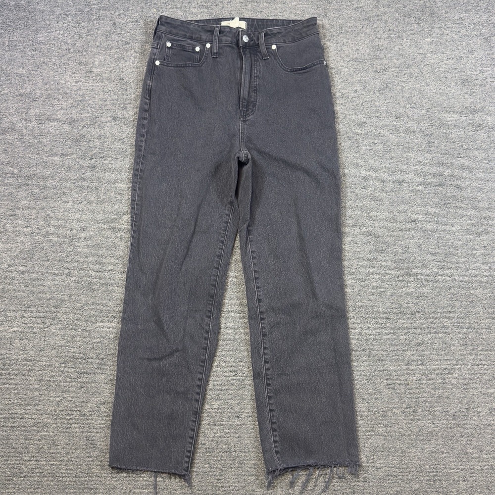 Madewell Women's The Curvy Perfect Vintage Straight Jeans Size 29 Charcoal Raw